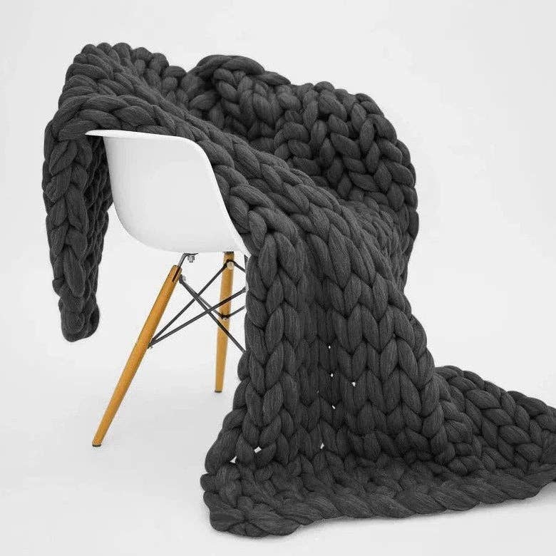 BRECK + FOX - Crochet Blanket: Dark Gray