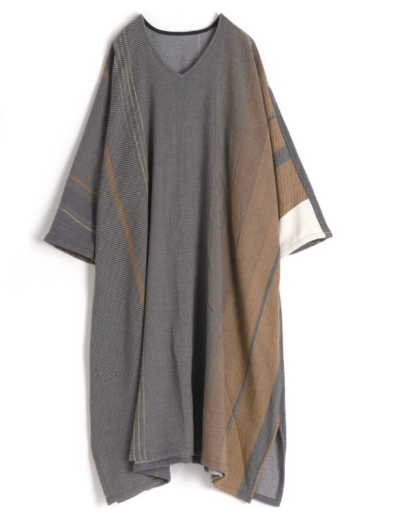 Tamaki-Niime Fuwa-T ALL - 3/4 length sleeve Wool-Cotton blend Kaftan from Japan