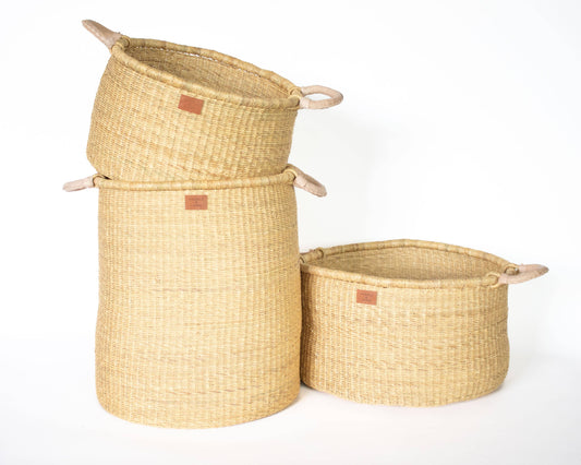 Kwasi Short Basket - Natural Handle: Large
