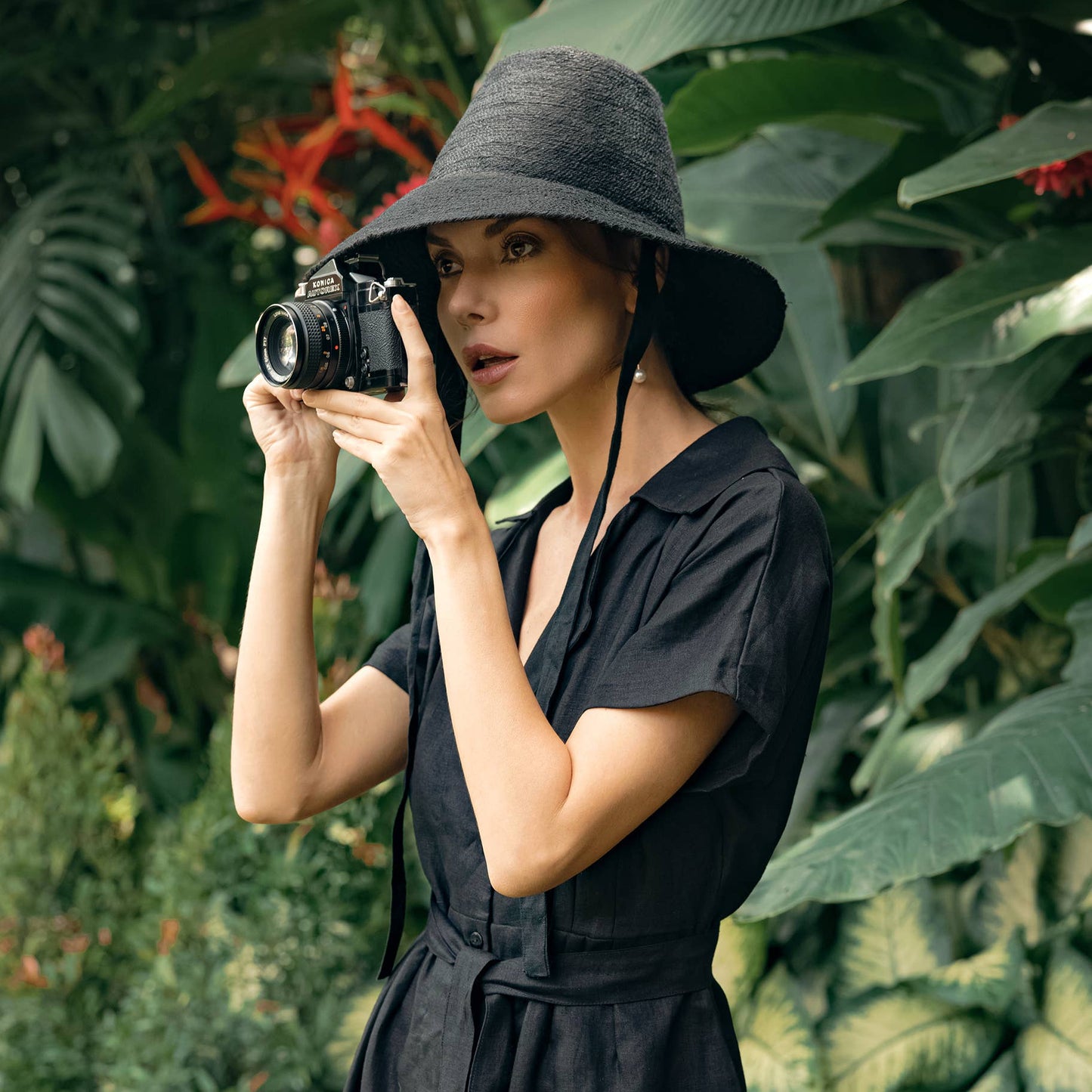 MEG Jute Straw Hat, Black