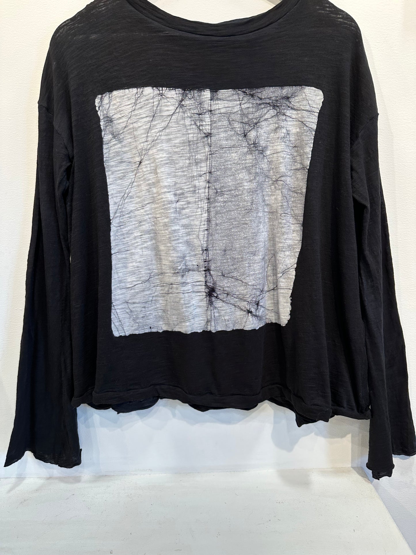 Trap Flare Long Sleeve Top, Zone Black White