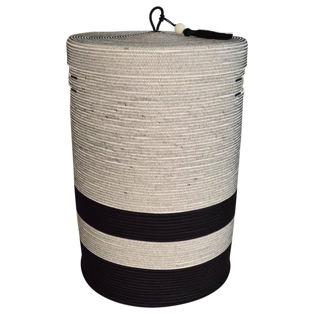 Mia Melange - Lidded Laundry Basket XT - Liquorice (tassel)