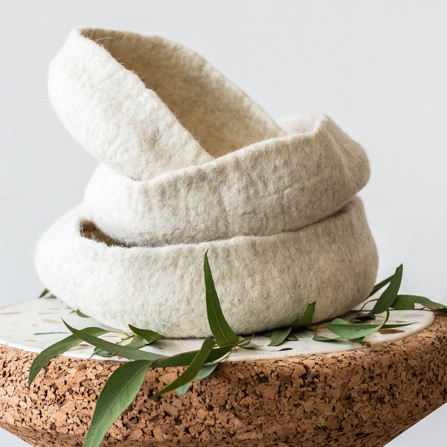 Large Neutral Hand Felted Nesting Bowls